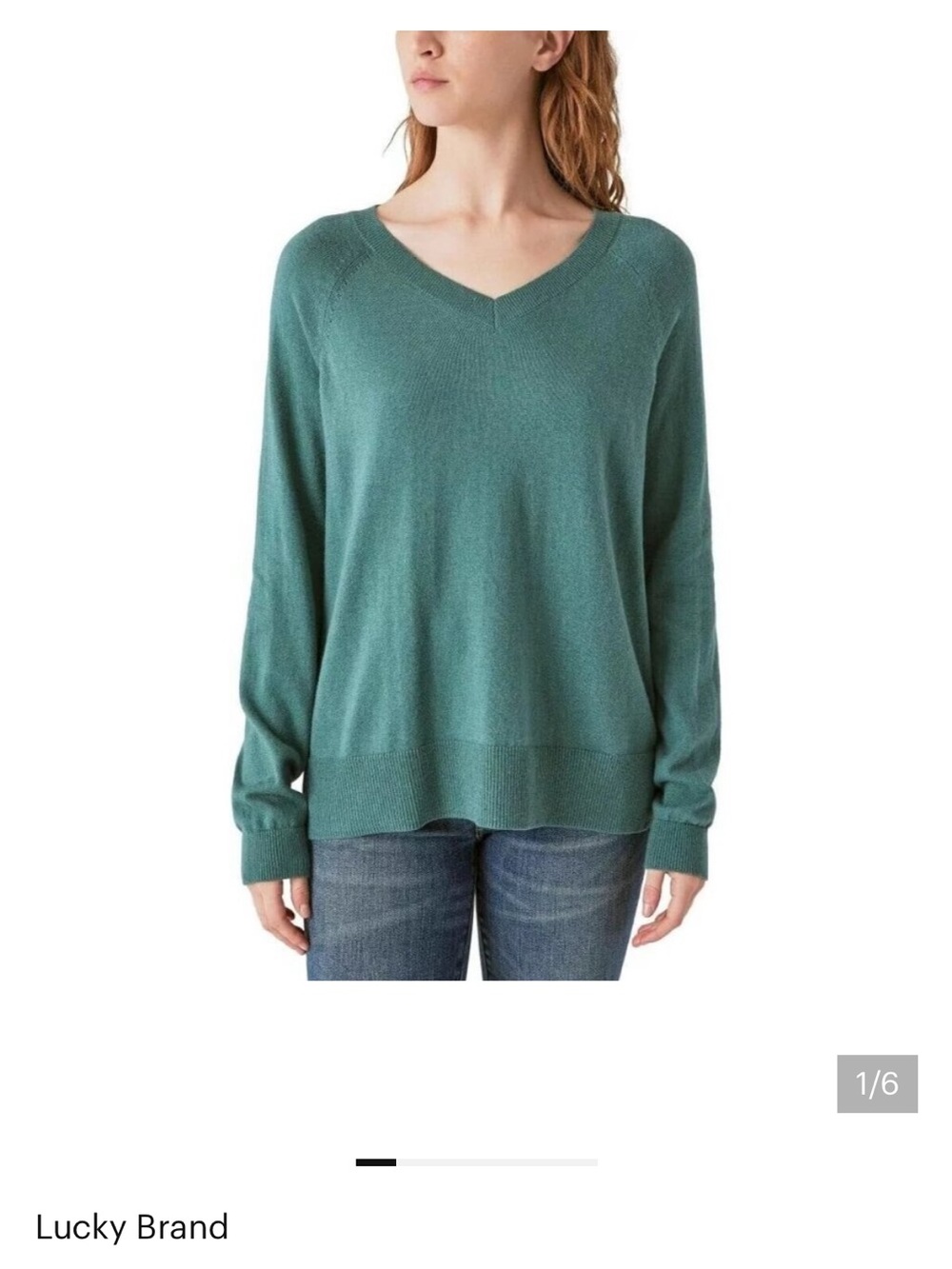 Lucky Brand Women's Green V-Neck Sweater NWT